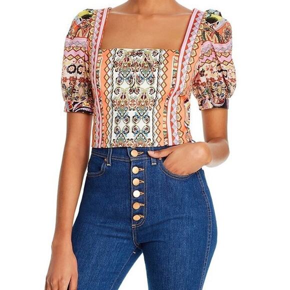 ALICE + OLIVIA MARGARITE TIE-FRONT CROPPED TOP IN PINK Size Small - Picture 10 of 10